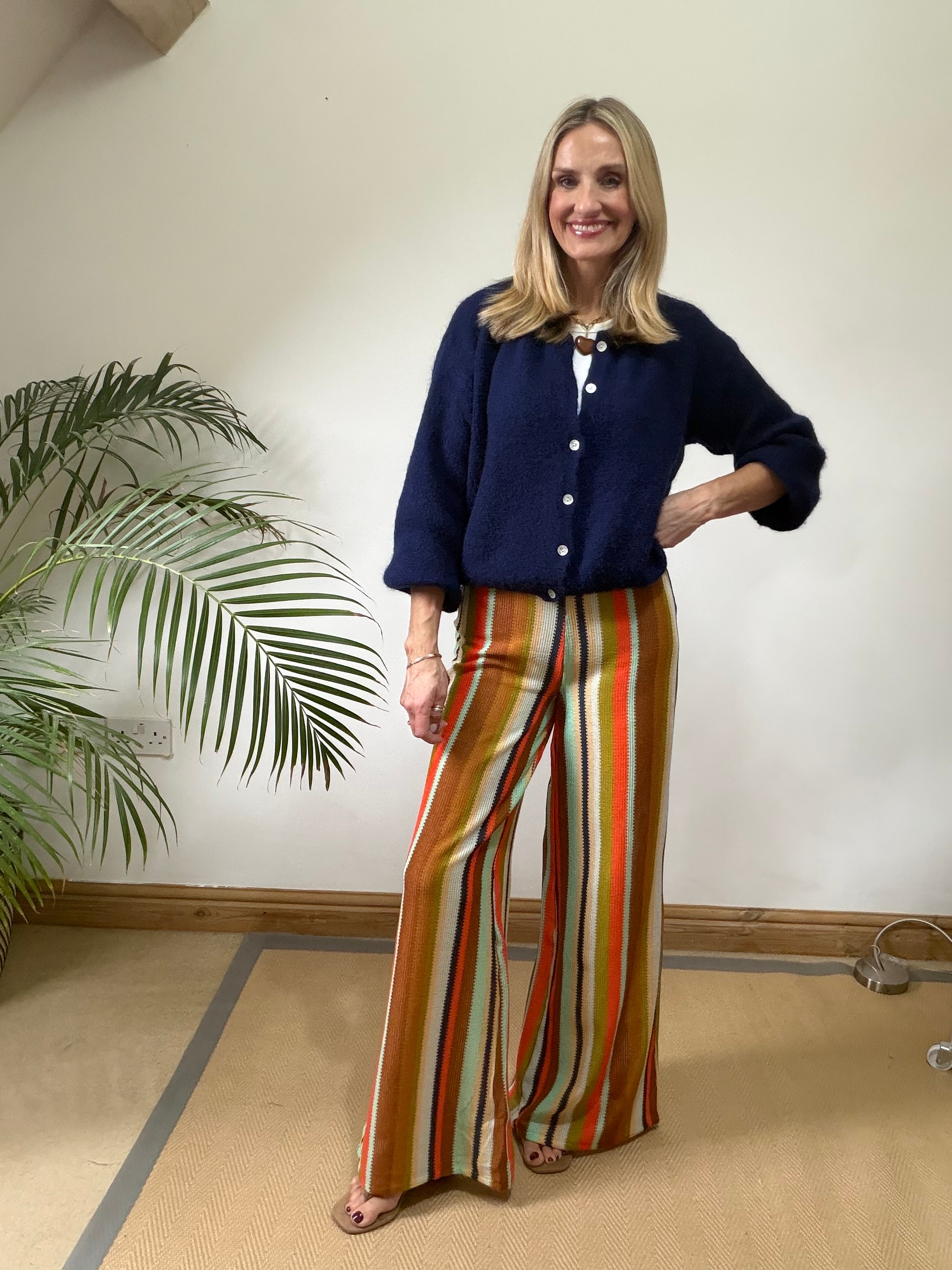 Striped Crochet Trousers (aqua)