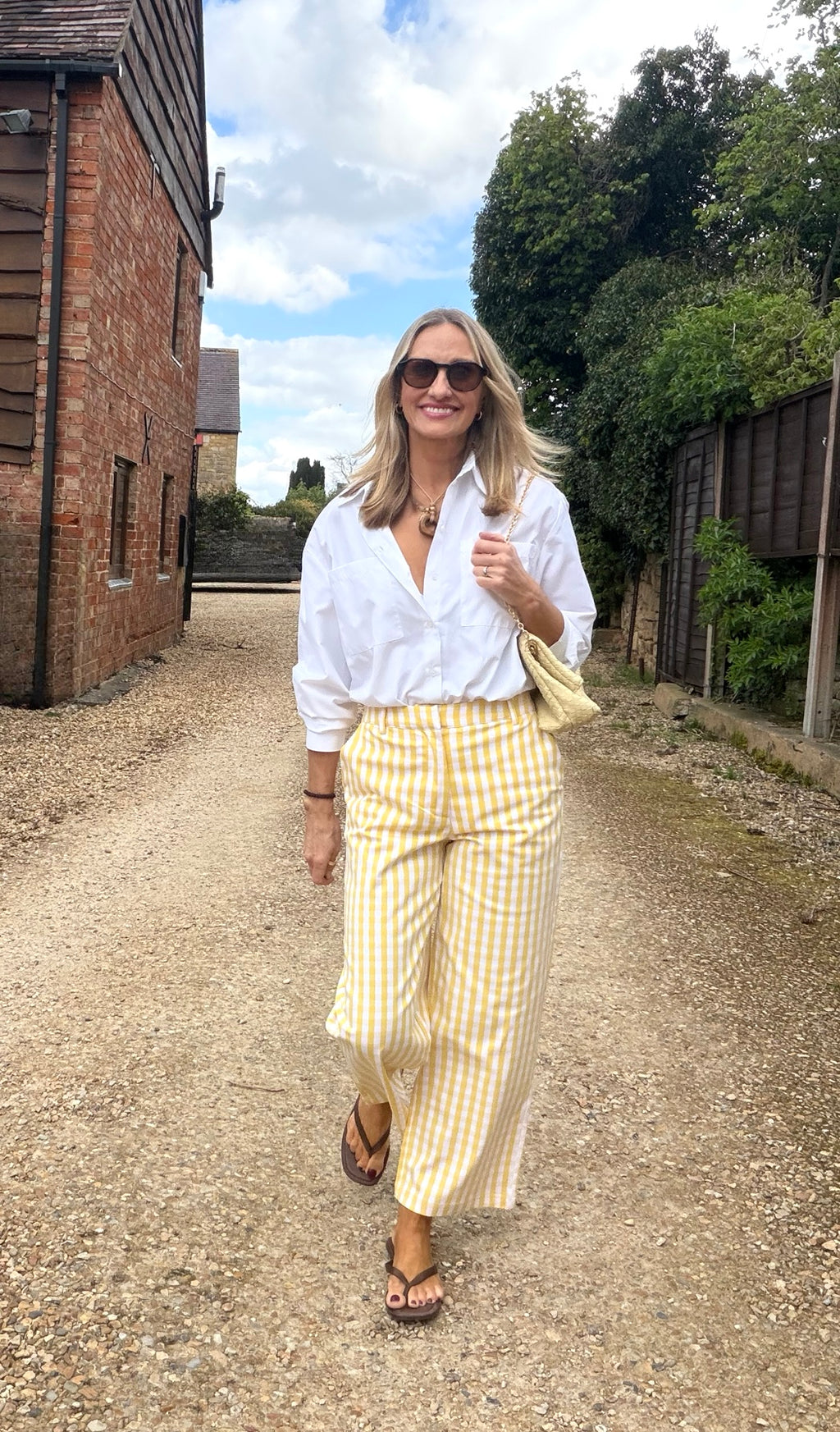 Yellow Gingham Cropped Trousers