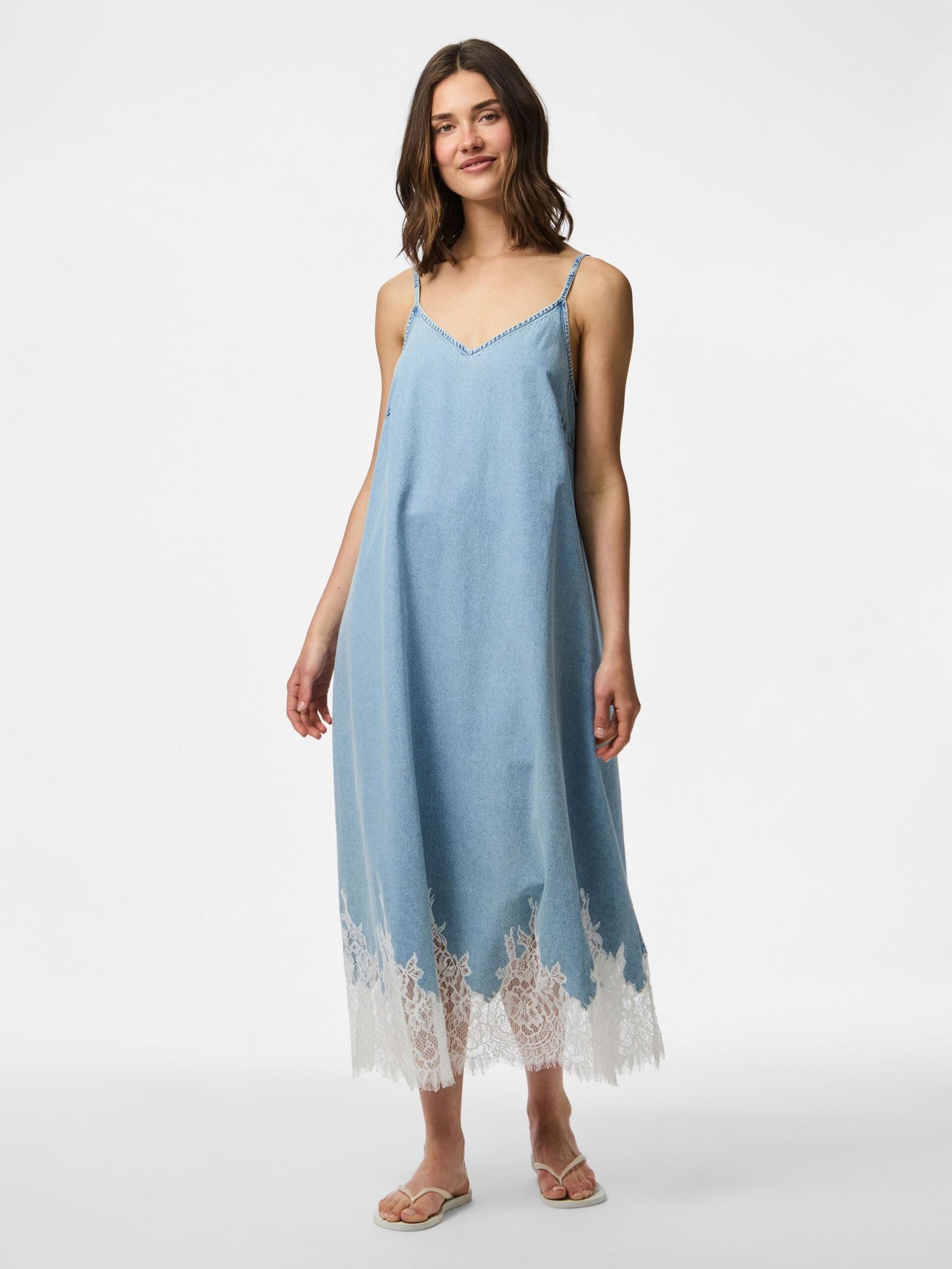 Denim and Lace Slip Dress