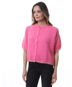 Short Sleeve Mohair Cardigan With Gold Lurex Details