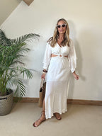 O Ring Maxi Dress with Bell Sleeves