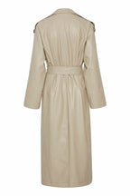 Faux Leather Trench Coat - twill