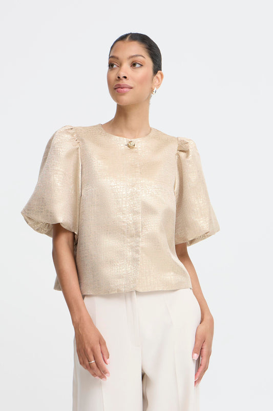 Metallic Puff Sleeve Jacket