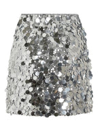 Silver Sequin Mini Skirt