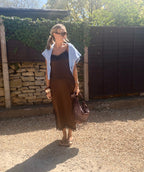 Brown Satin and Lace Slip Dress