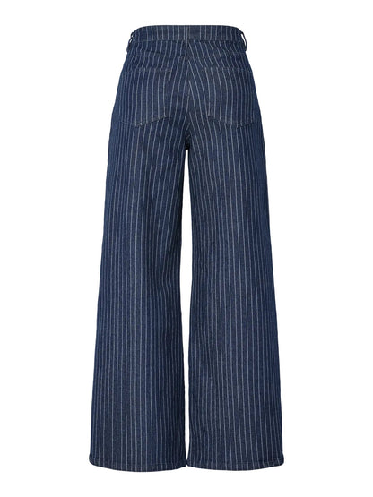 Wide Leg Pinstripe Jeans
