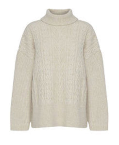 Cable roll neck  - cream