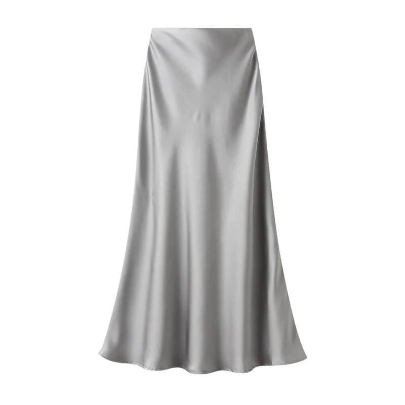 Satin Slip Skirt - silver