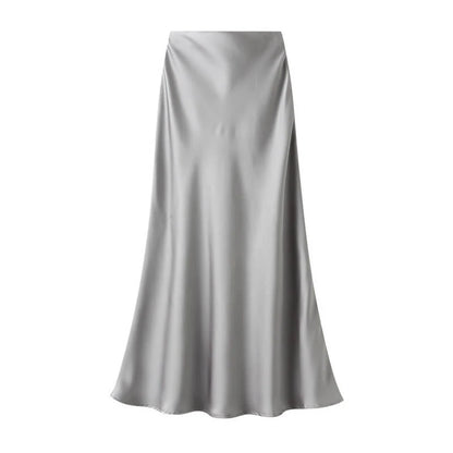 Satin Slip Skirt - silver