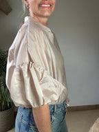 Sheer Puff Sleeve Blouse