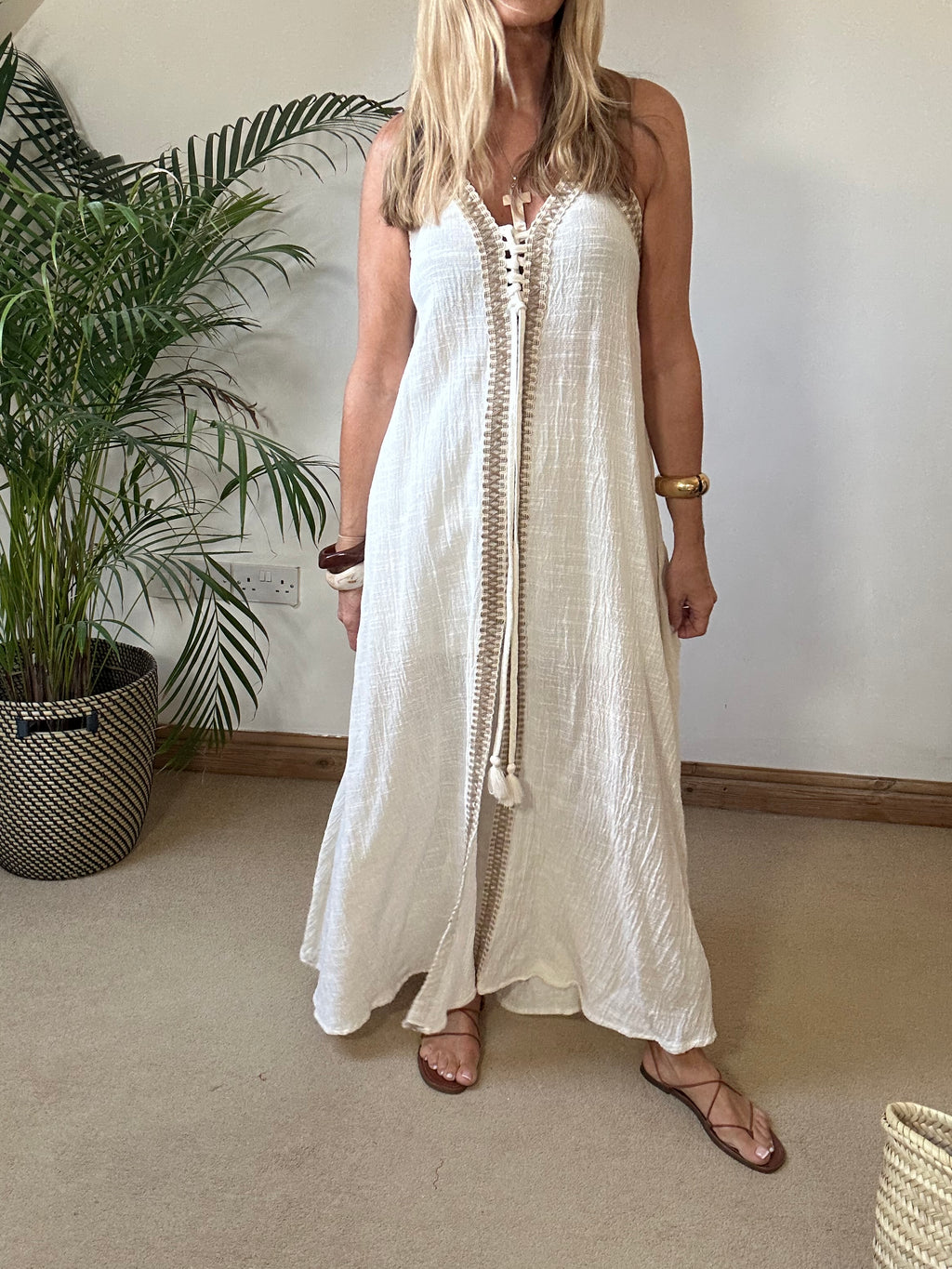 Boho Beach Dress With Woven Detail