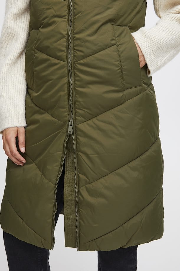 Quilted Gilet - Dark Olive