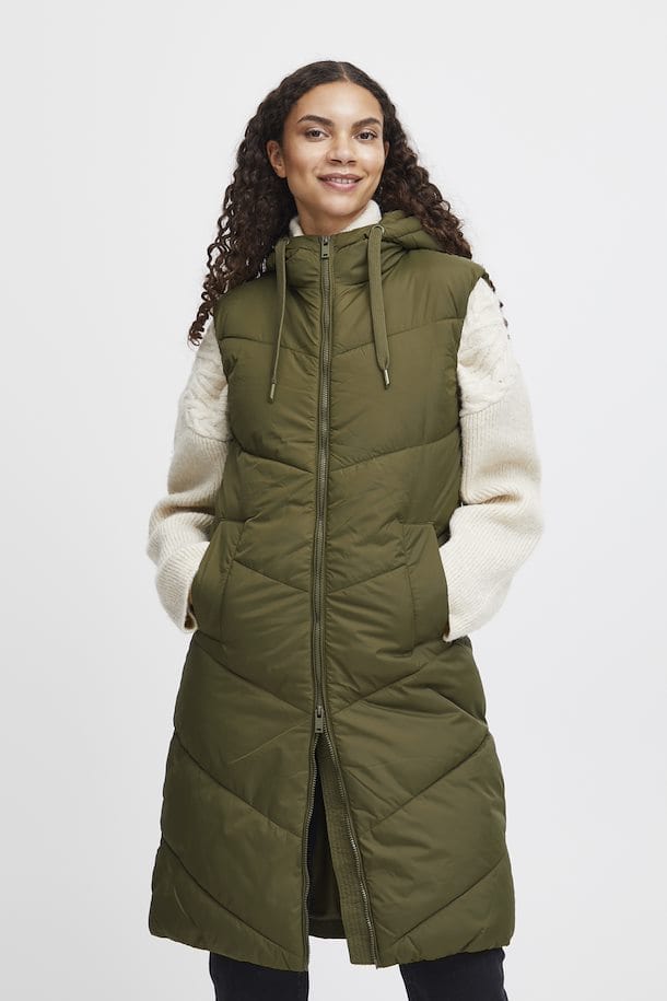 Quilted Gilet - Dark Olive