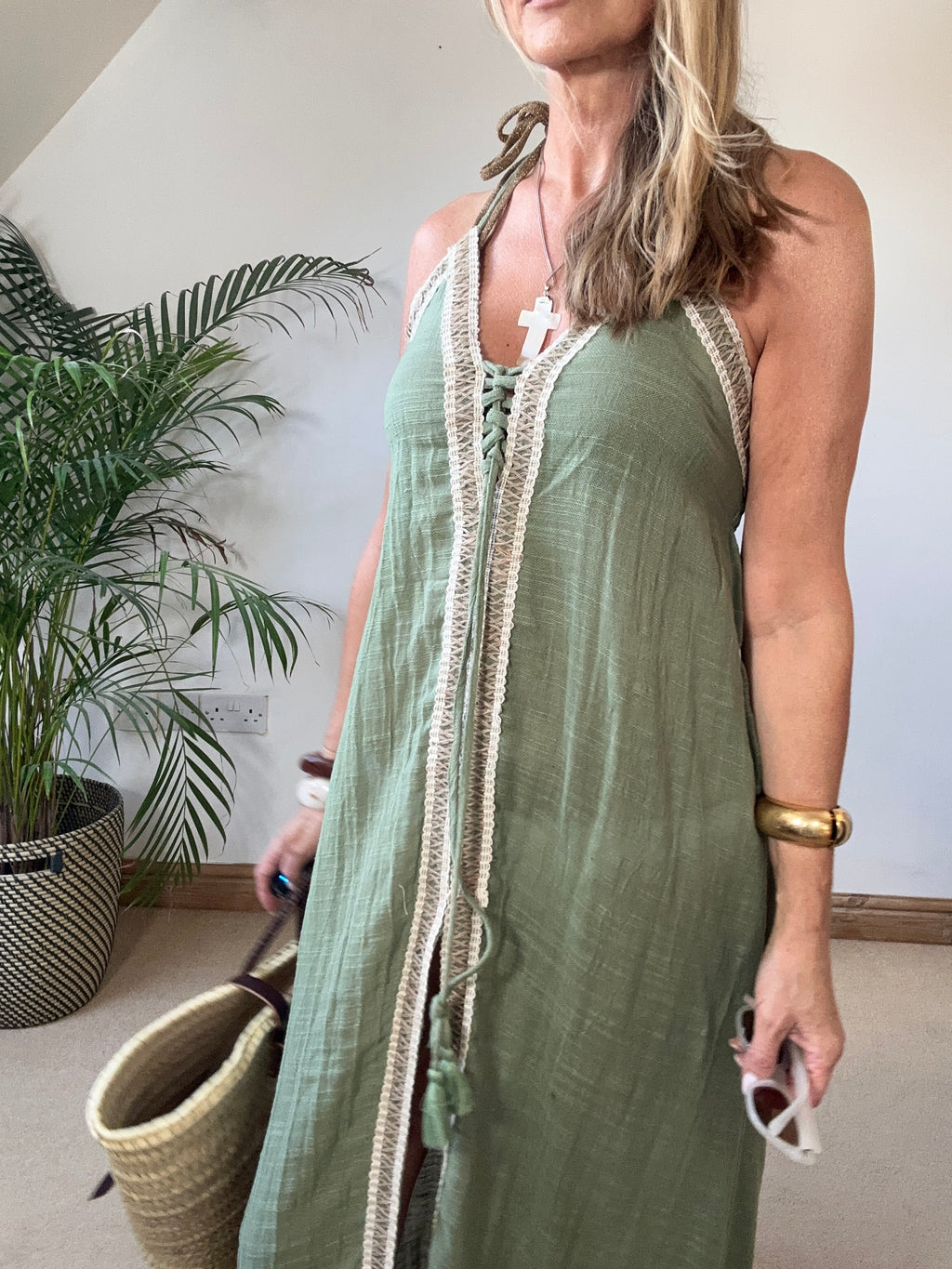 Boho Beach Dress With Woven Detail