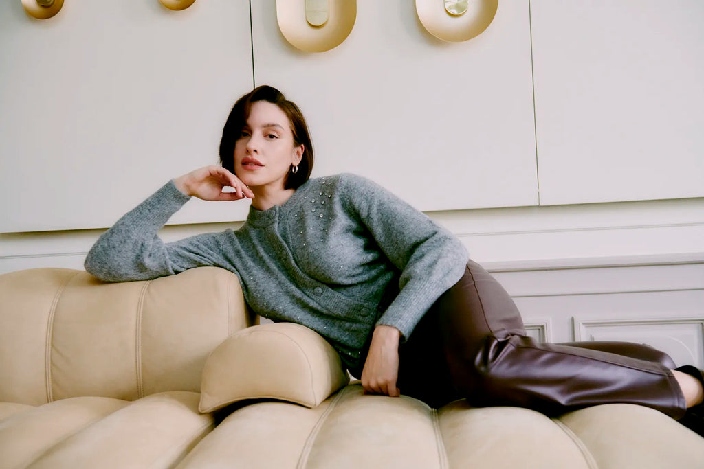 Burgundy Faux leather Straight Leg Trousers