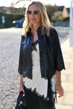 Faux Leather Laser Cut Shirt