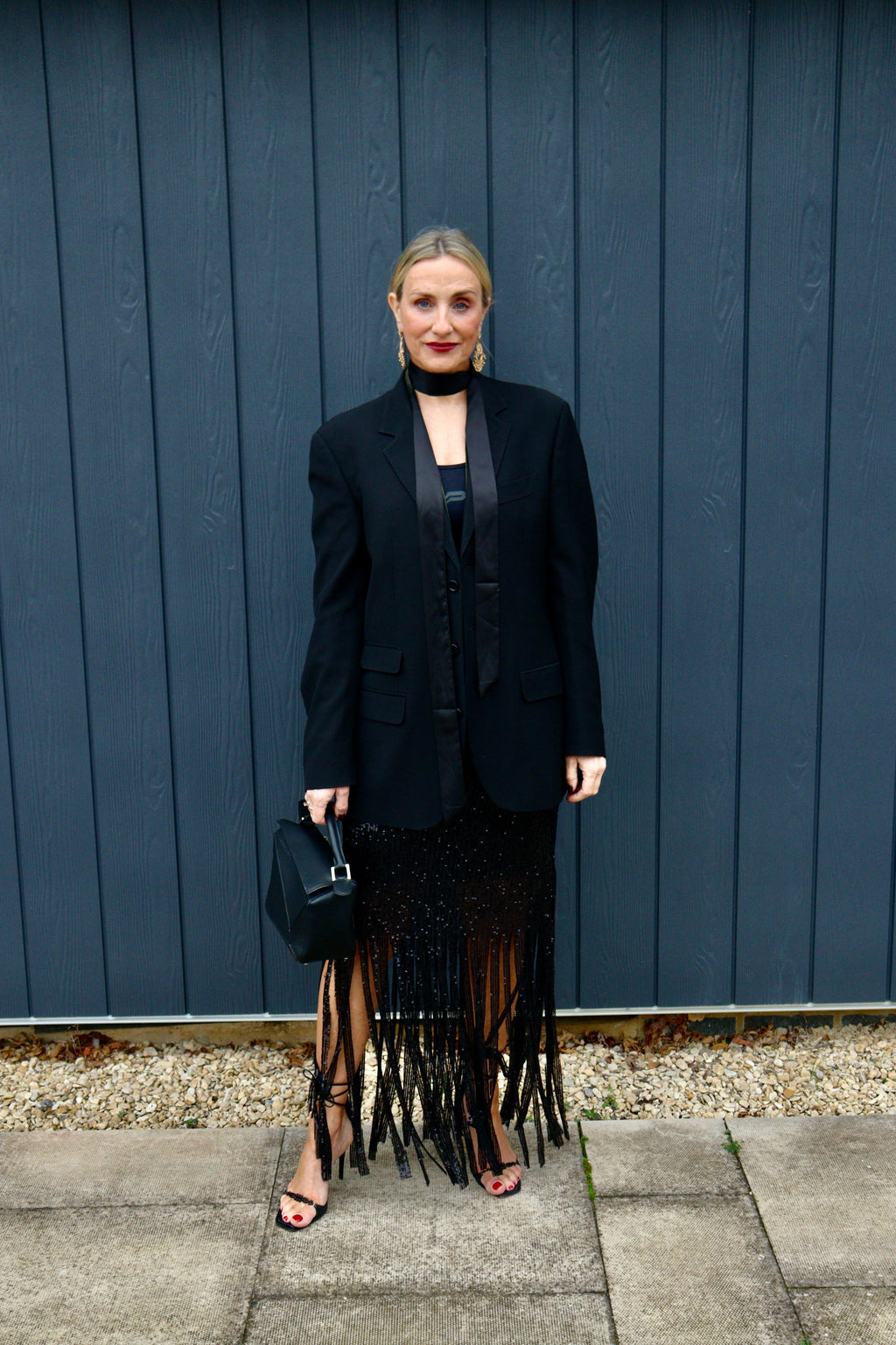 Fringed sequin skirt