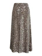 Sequin Maxi Skirt - Wine/ silver/black