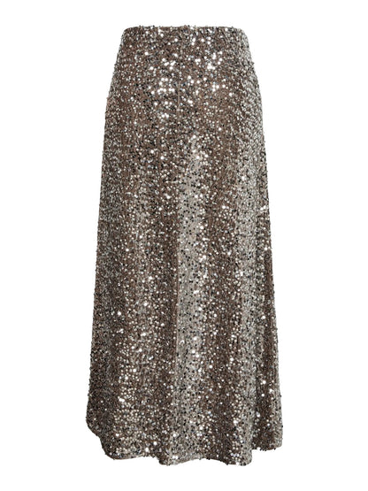 Sequin Maxi Skirt - Wine/ silver/black