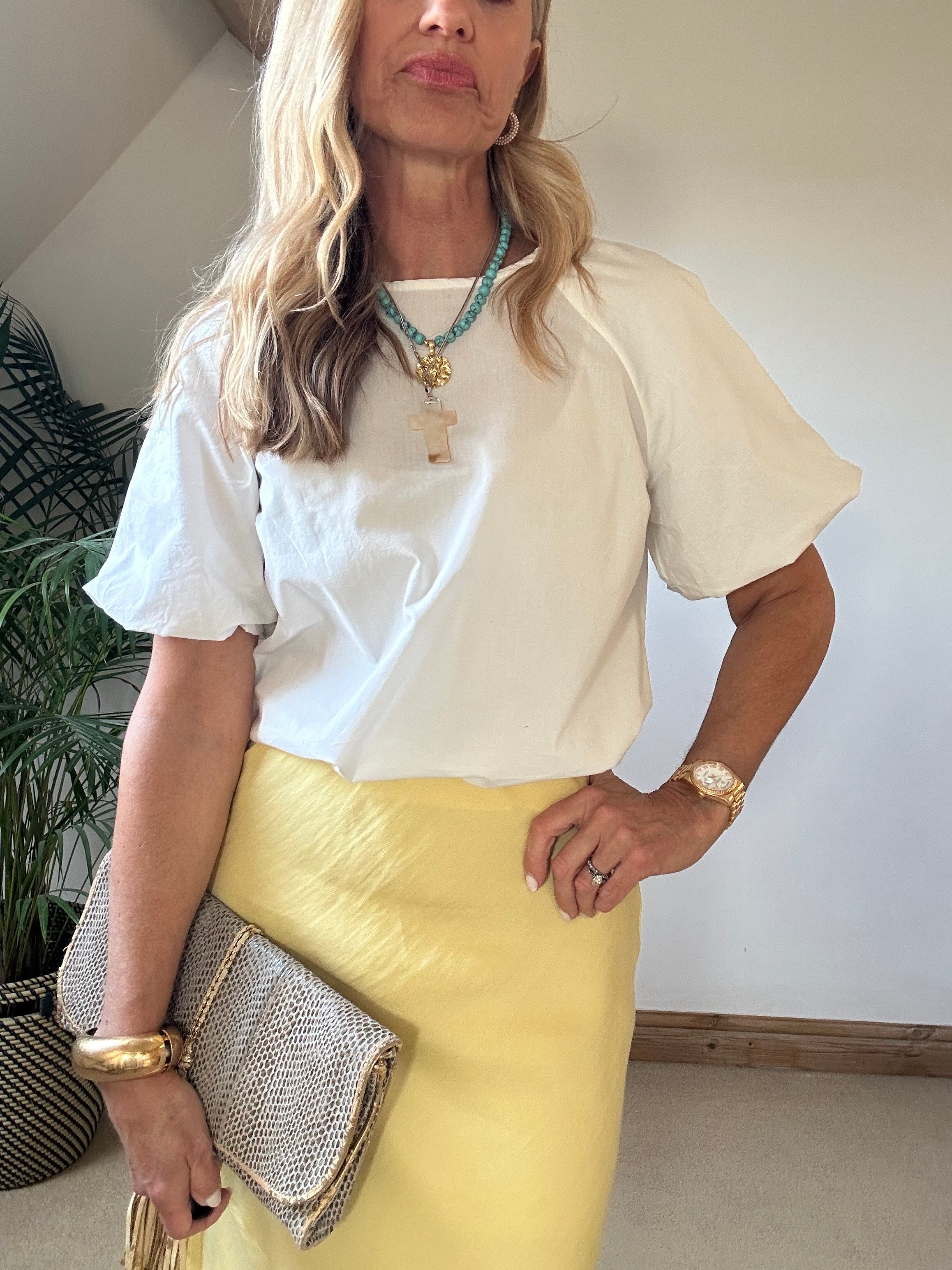 Cotton Top With Puff Sleeves