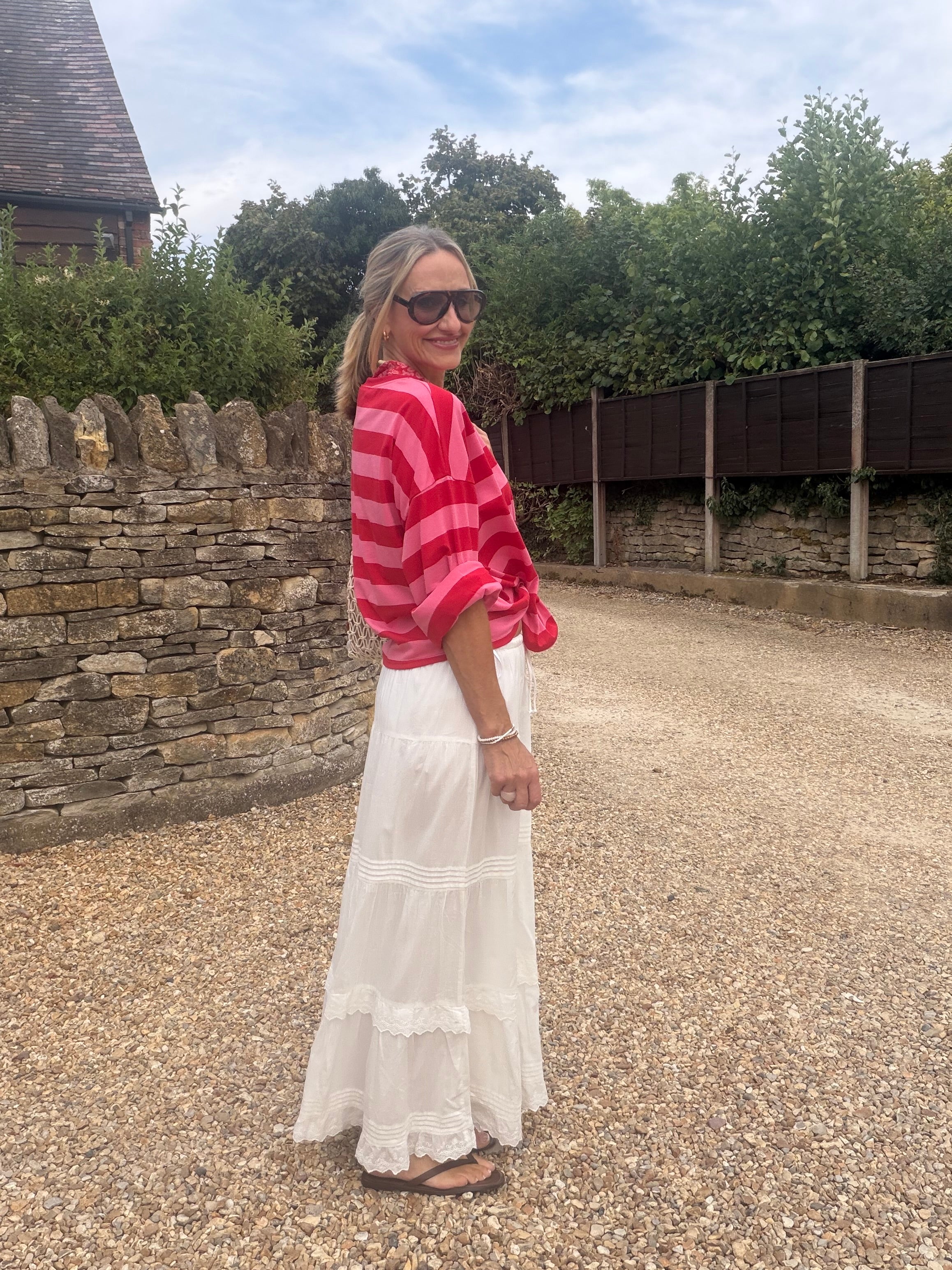 White Tiered Maxi Skirt
