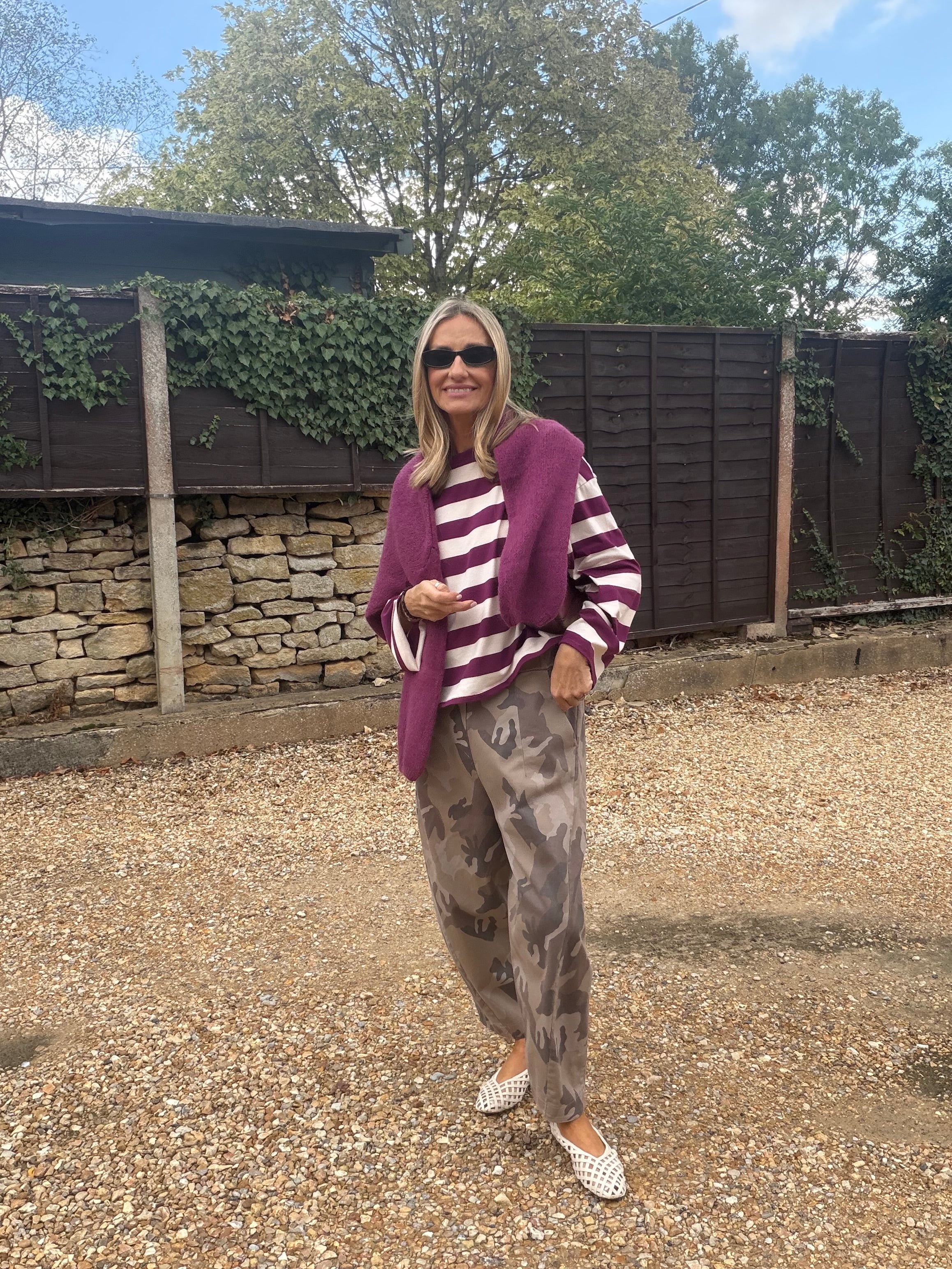 Camo Barrel Leg Trousers