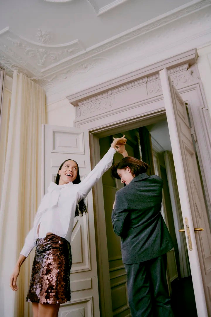 Brown Sequin Mini Skirt