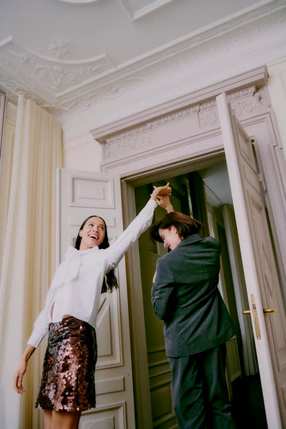 Brown Sequin Mini Skirt