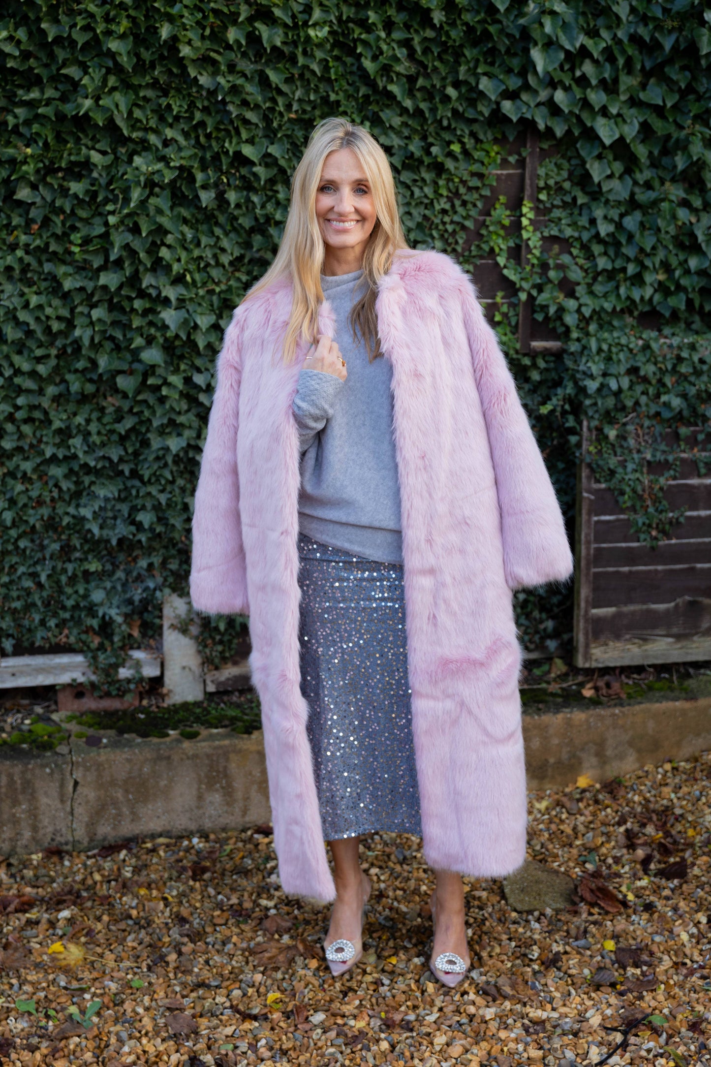 Sequin Pencil Skirt - Rose Gold