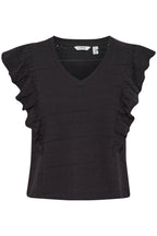 Black Tee With Frill Sleeves
