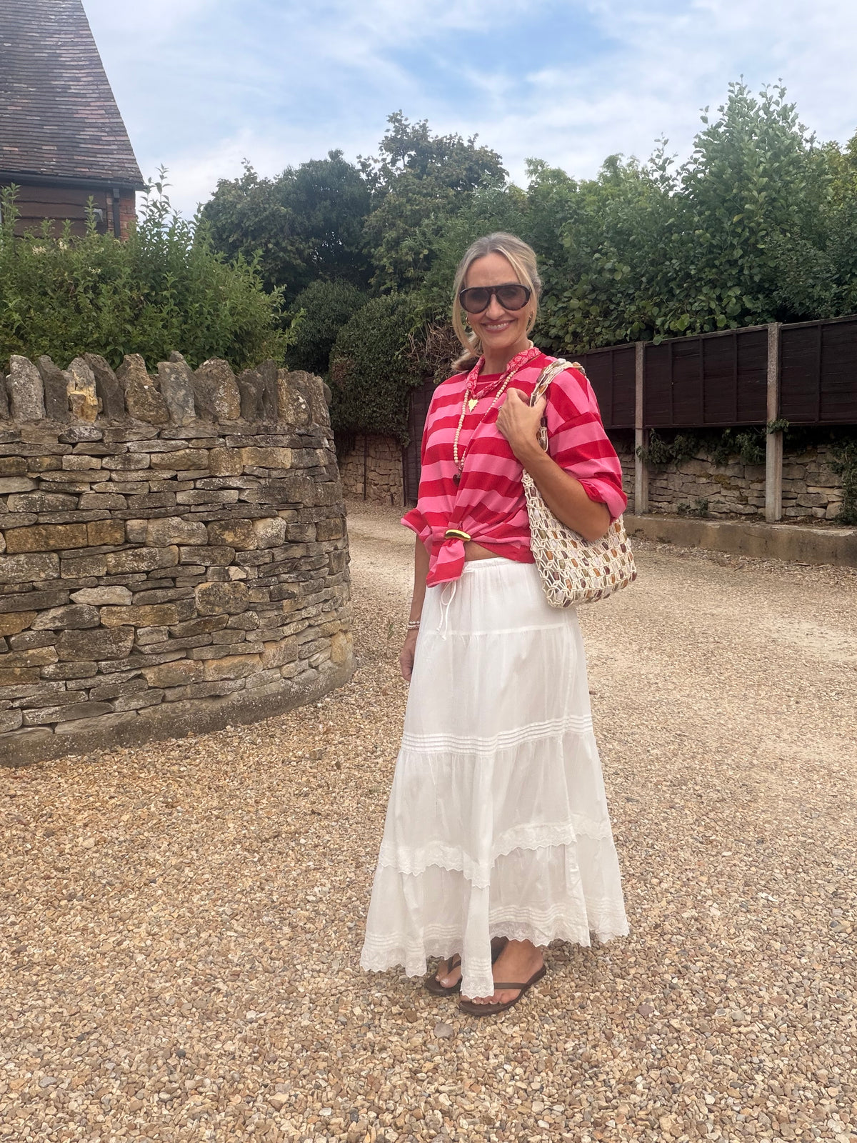 White Tiered Maxi Skirt