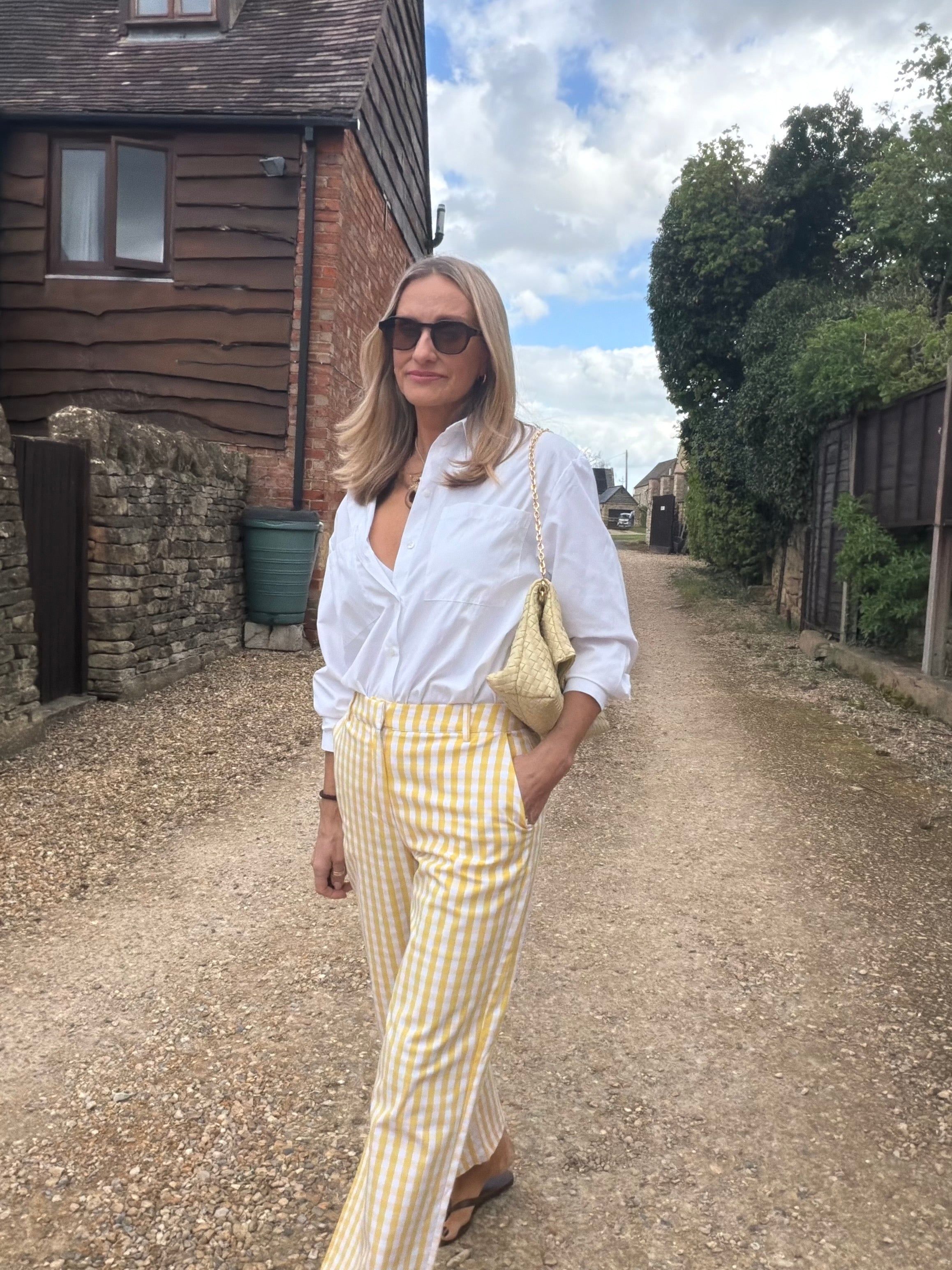 Yellow Gingham Cropped Trousers