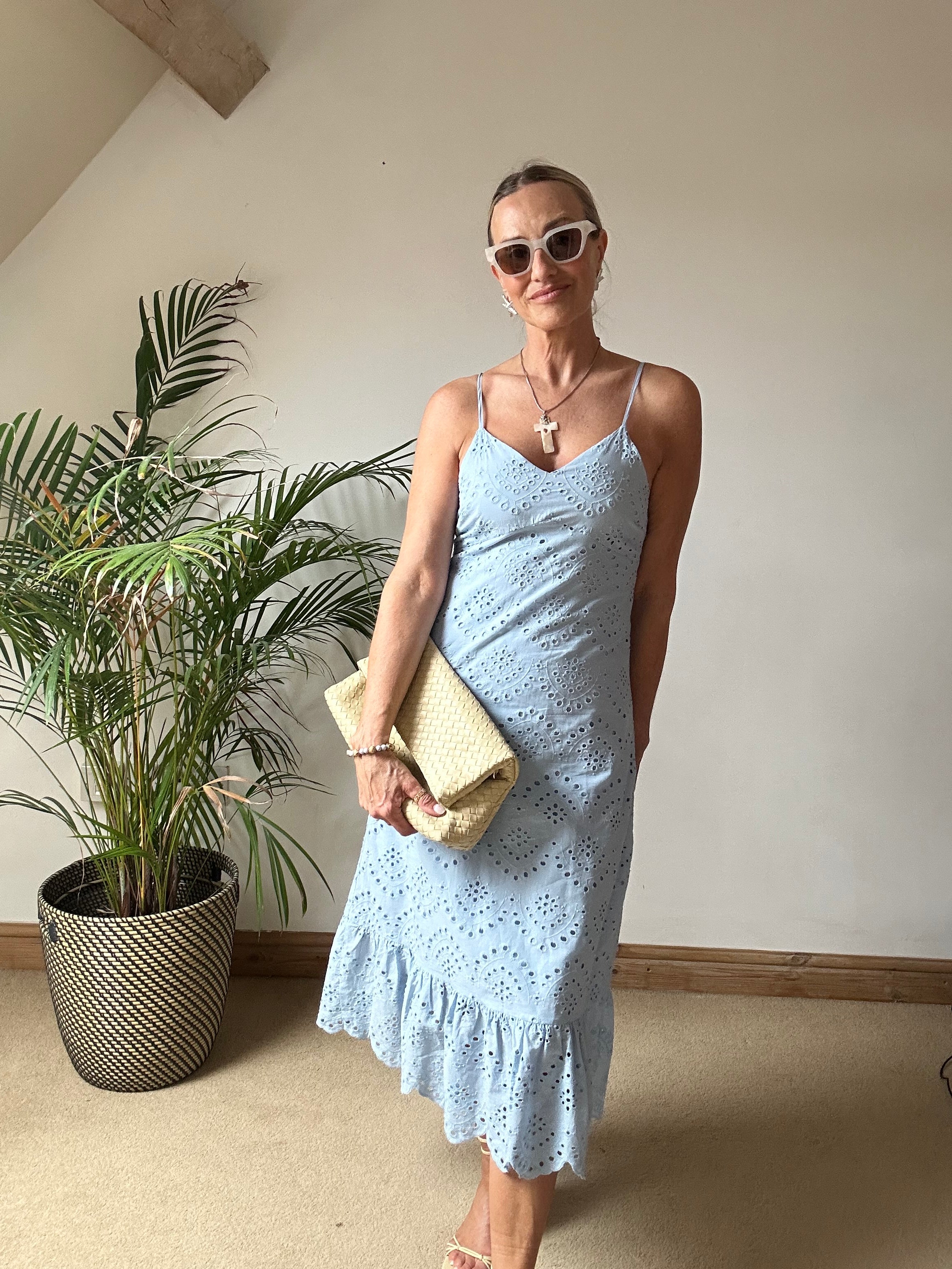 Broderie Anglaise Sundress -  Baby Blue