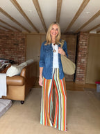 Striped Crochet Trousers (aqua)