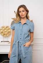 Load image into Gallery viewer, Short Sleeve Denim Jumpsuit
