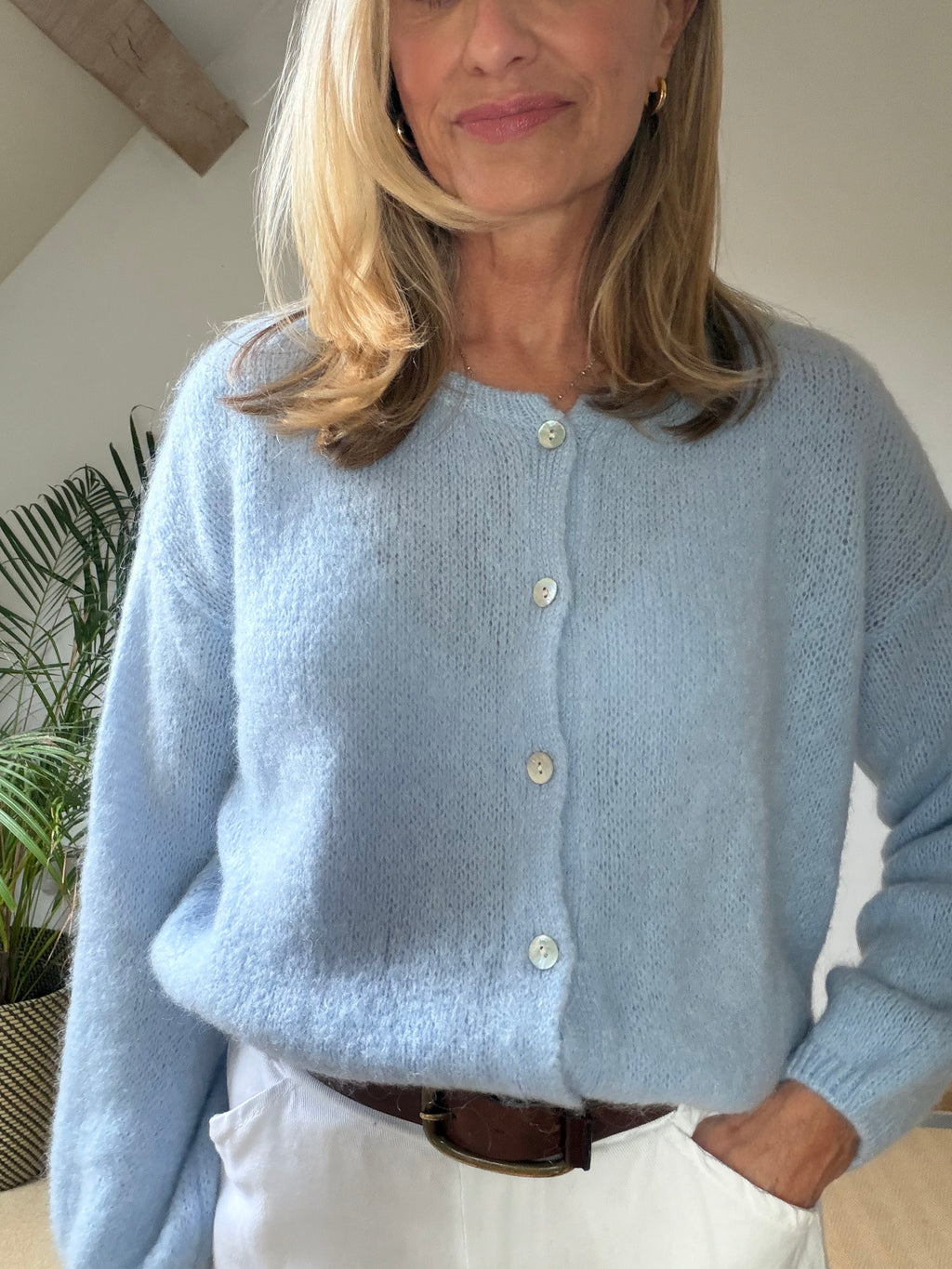 Round Neck Mohair Cardigan