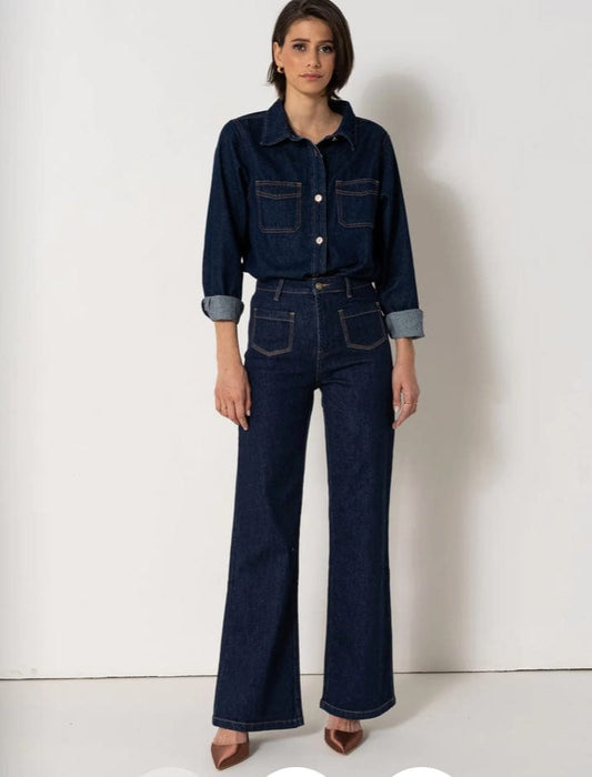 Patch Pocket Dark Blue Jeans