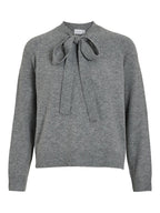 Grey Tie Neck Jumper