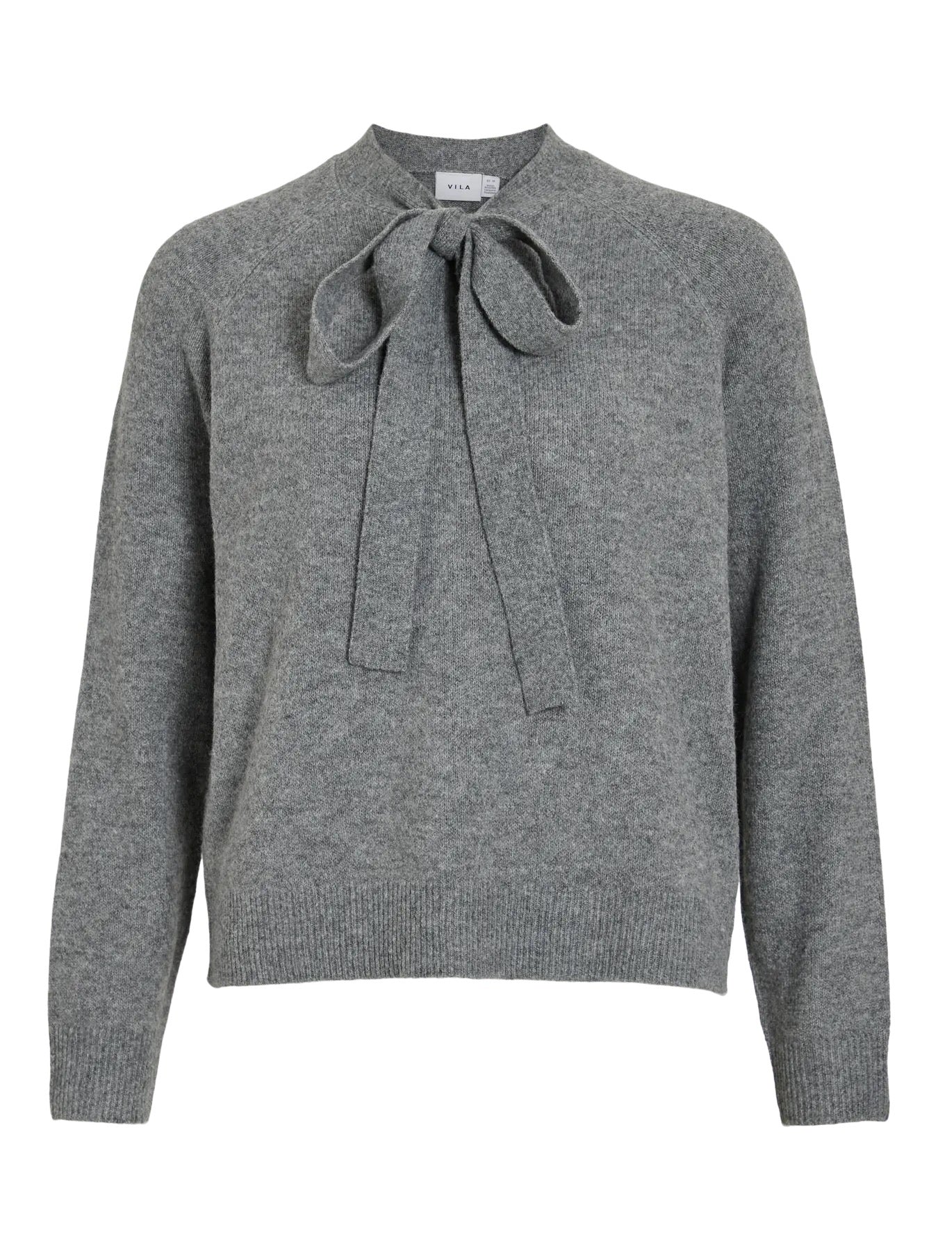 Grey Tie Neck Jumper