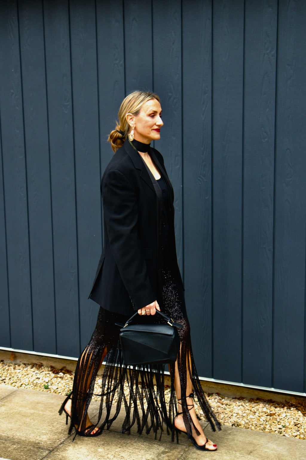 Fringed sequin skirt