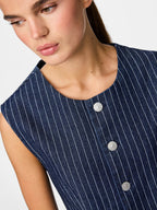 Pinstripe Denim Waistcoat