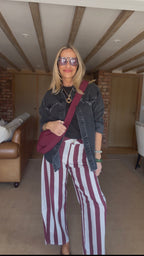 Stripe Barrel Leg Trousers