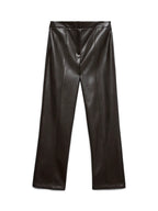 Chocolate Faux Leather Straight Leg Trousers