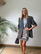 Silver Sequin Mini Skirt