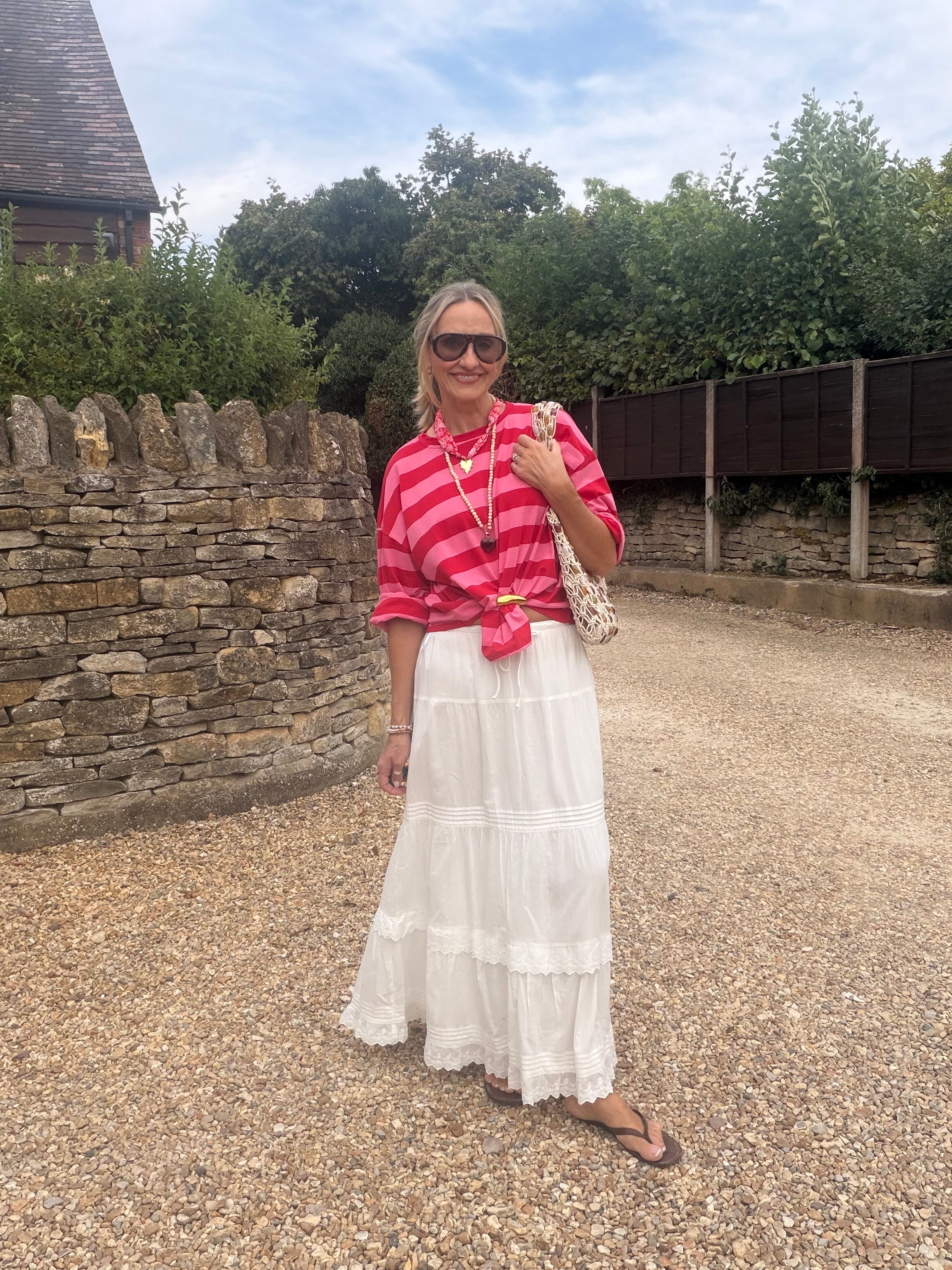 White Tiered Maxi Skirt