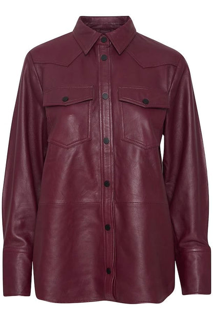 Burgundy Leather Shirt