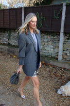 Silver Sequin Mini Skirt