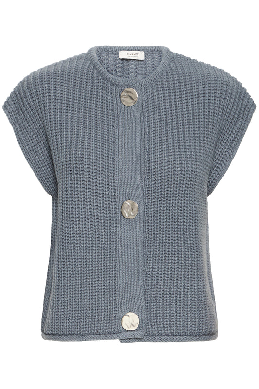 Chunky Knit Waistcoat with Hammered Silver Buttons