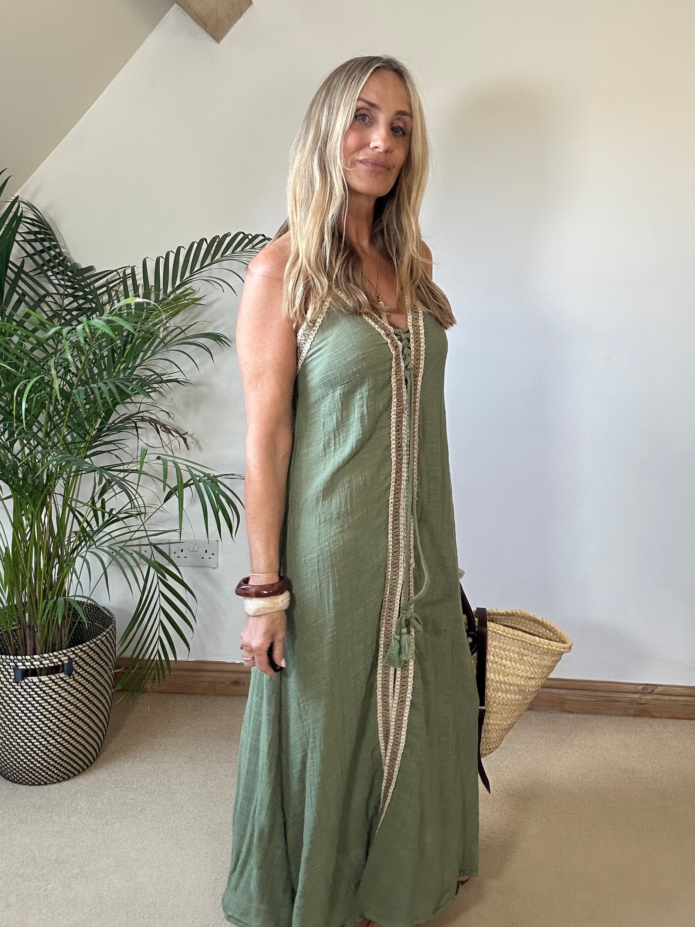 Boho Beach Dress With Woven Detail