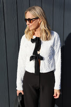 White Sequin Jacket With Bows